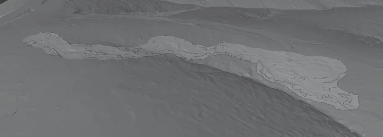 Jurassic mountain bike trail placed onto 3D DEM model